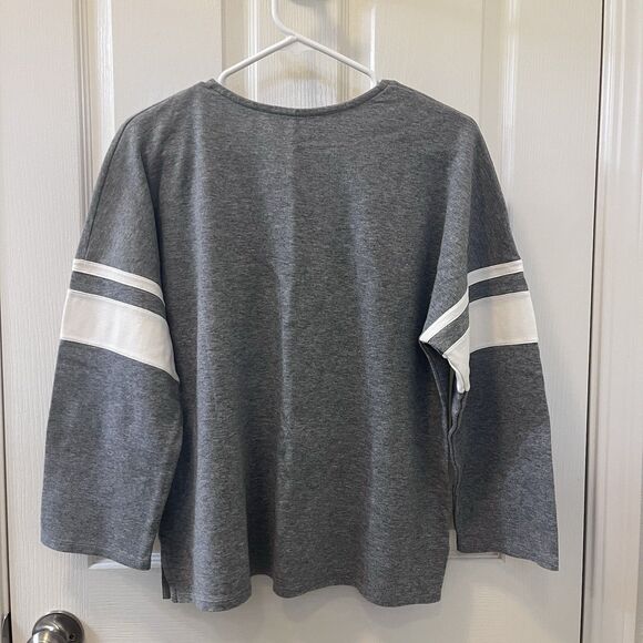 La Ligne Varsity Tee Striped Cotton Top Gray Women's Size Medium - Picture 12 of 15